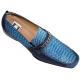 David Eden  "Moose Head" Aqua Blue All-Over Genuine Burmese Python Shoes With Silver Bracelet